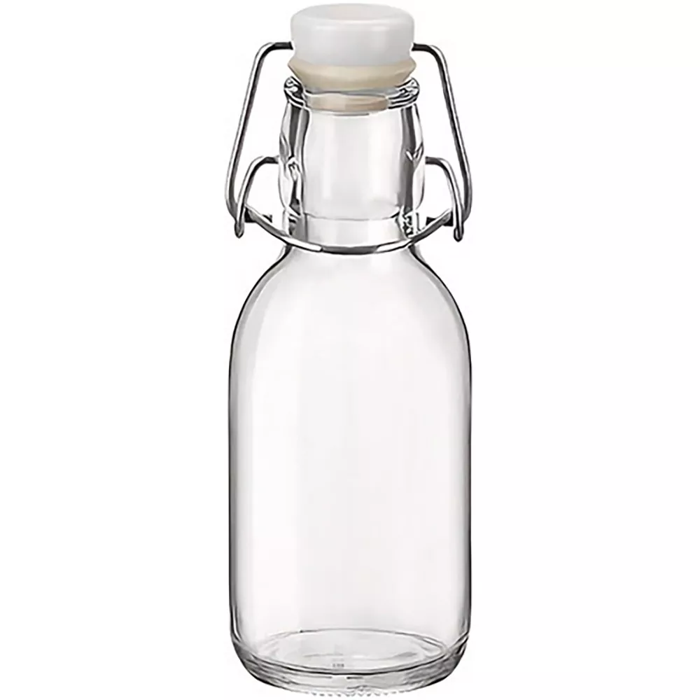 Bottiglie di vetro da 200 ml con coperchio a scatto