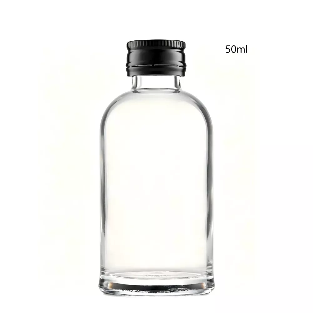 Bottiglia di whisky irlandese rotonda in vetro da 50 ml con tappo a vite